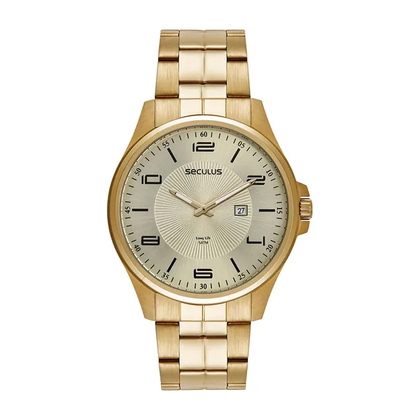Seculus Masculino Casual Dourado Com Pulseira
