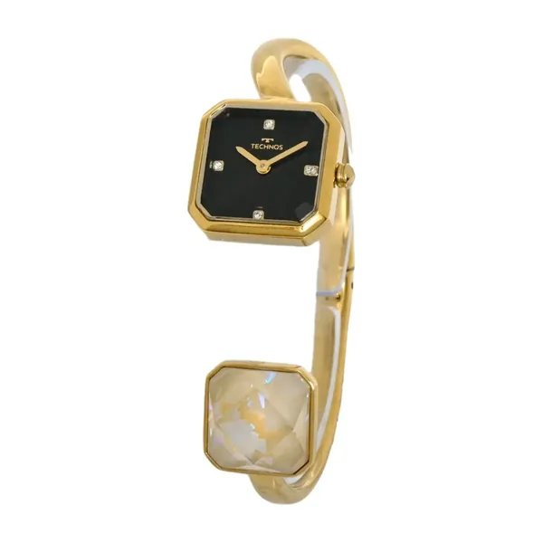 Technos Feminino Crystal Dourado Preto Bracelete