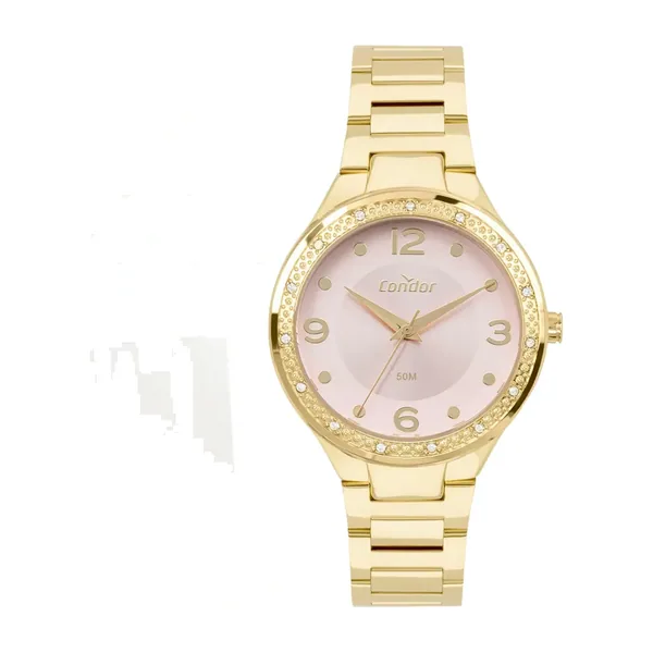 Condor Feminino Dourado Rosa Colar E Brinco