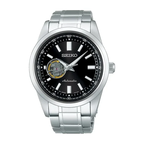 Seiko Masculino Automático Open Heart Preto SCVE053