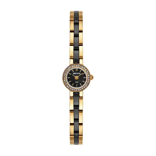 Seculus Feminino Cerâmica Cristais Dourado