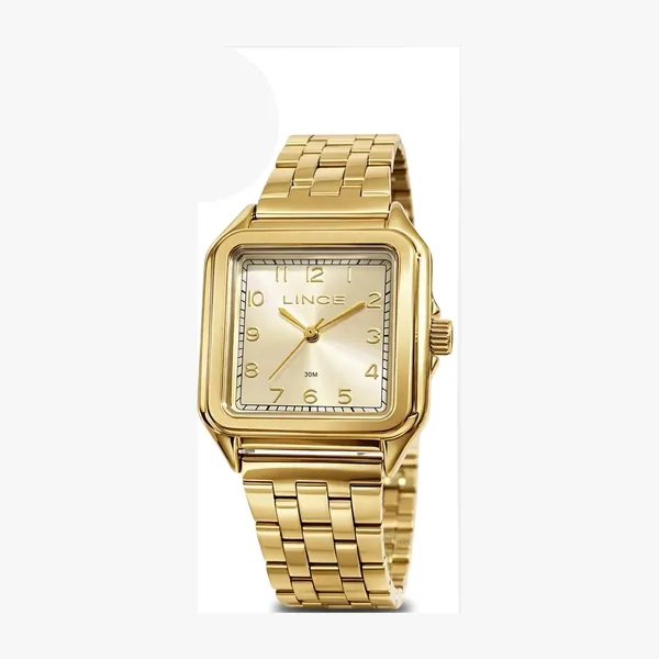 Lince Feminino Quadrado Dourado Analógico